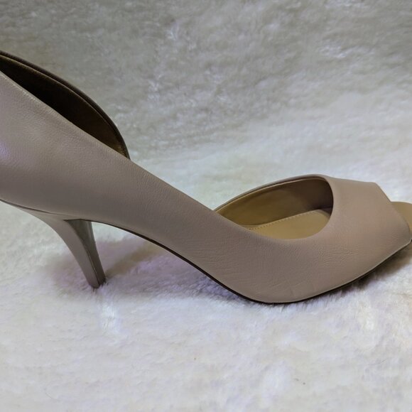 Michael Kors - Hamilton Open Toe Tan Nude Leather Heels - Size 10M - Picture 3 of 5